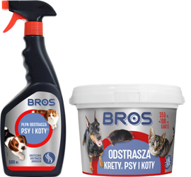 Odstraszacz, ZESTAW Bros na psy i koty: płyn/spray 500ml  i proszek 450g (350+100)